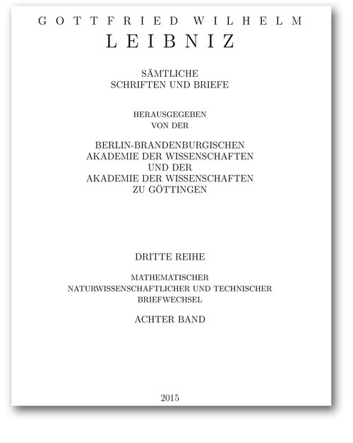 Titelseite von Band III, 8 der Leibniz-Akademie-Ausgabe