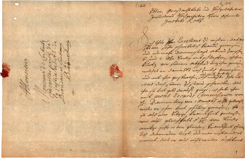 Brief von Johann Barthold Knoche an Leibniz mit Adresse und Resten eines Siegels.