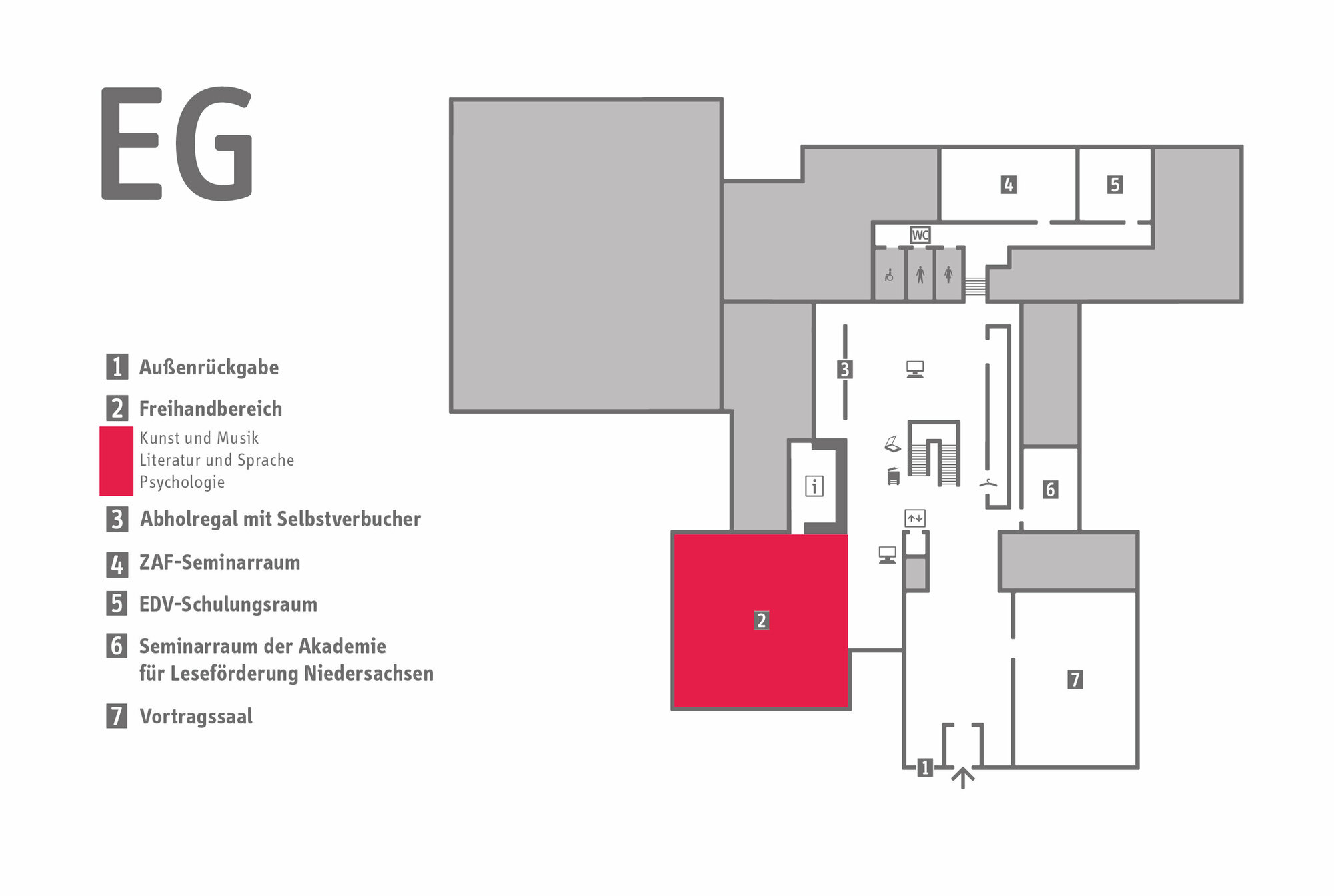 Übersichsplan des Erdgeschosses.