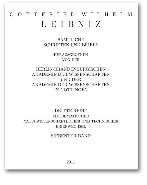 Titelseite von Band III, 7 der Leibniz-Akademie-Ausgabe