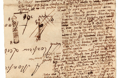 Ausschnitt aus Leibniz' Entwurf eines Antwortschreibens an Bernardino Ramazzini zu Barometern auf einem Blatt eines Briefs von Ole Christensen Rømer.