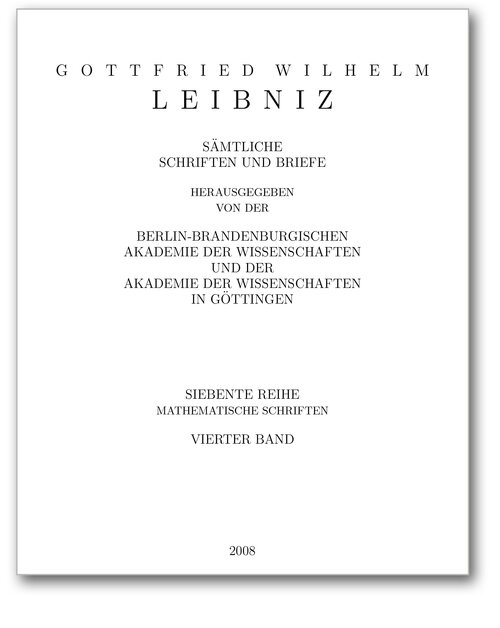 Titelseite von Band VII, 4 der Leibniz-Akademie-Ausgabe